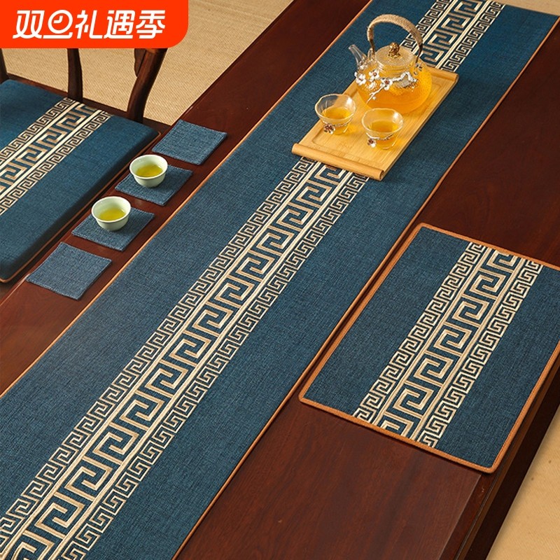 桌旗中式新中式茶台布艺长条简约现代茶席防水茶桌布茶旗垫布茶几