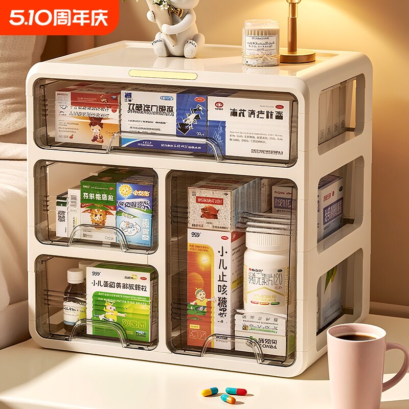 药箱家用药品药物收纳盒医药箱家庭装大容量大号抽屉分层药柜密封