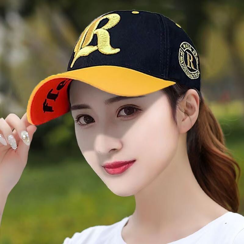 韩版时尚个性刺绣字母棒球帽男户外防晒遮阳帽拼接鸭舌帽女太阳帽