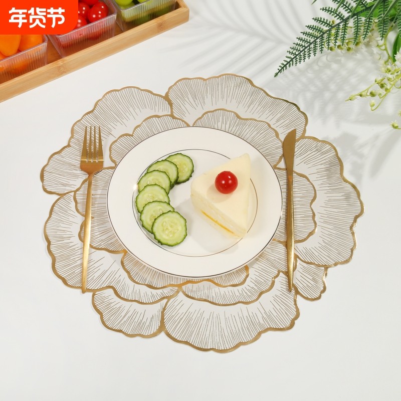 创意餐垫家用客厅高颜值牡丹花装饰垫餐厅防滑隔热西餐垫防烫防水