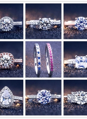 跨境欧美热卖925纯银戒指女士锆石套装订婚结婚wedding ring set