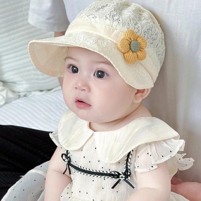 婴儿帽子夏季薄款宝宝遮阳帽儿童大檐小月龄公主帽胎帽鸭舌防晒帽