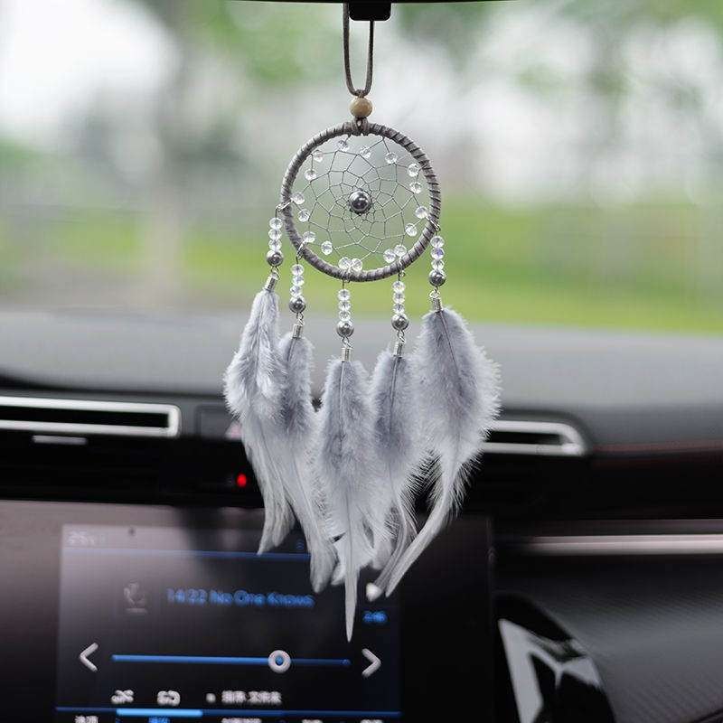 同款网红女神汽车挂件车内吊饰品仿珍珠捕梦网羽毛后视镜挂饰