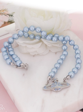 西太后经典气质一层 土星珍珠项链带LOGO龙虾扣 批发