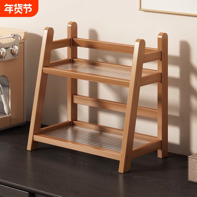 中古风置物架餐边柜台面茶杯水杯收纳架客厅桌面放杯架多层桌上