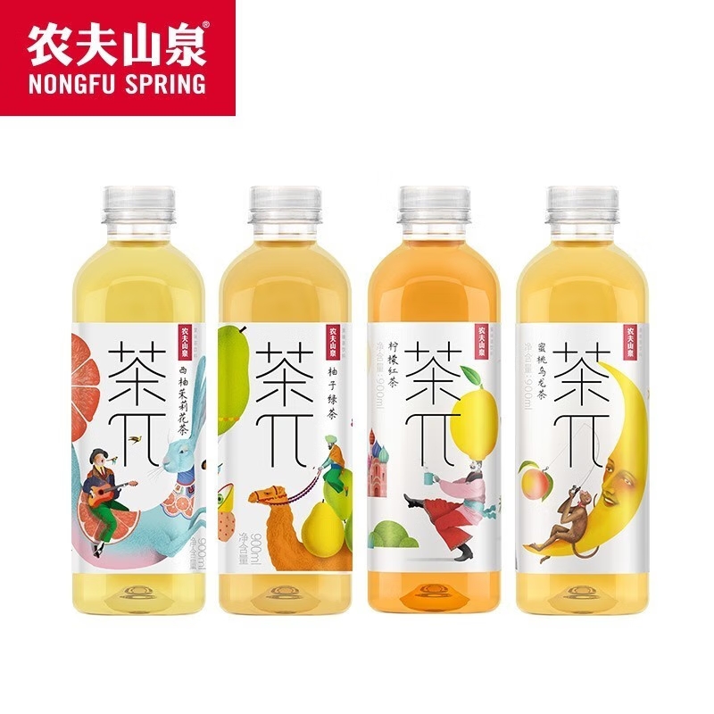 农夫山泉茶π茶派果味茶饮料900ml整箱蜜桃乌龙柠檬新鲜
