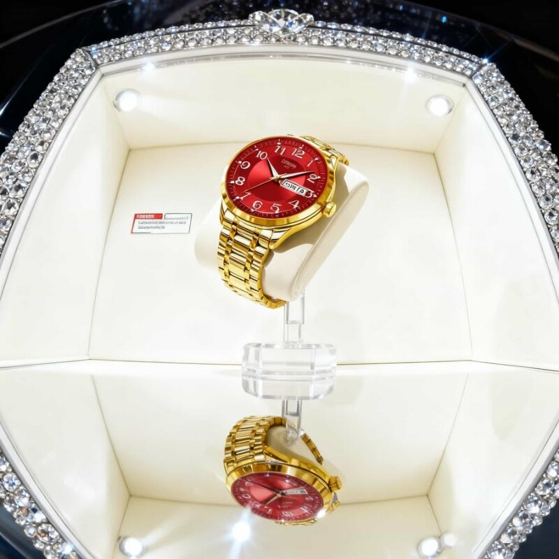 手表男款机械风全自动防水高级感全自动男表数字双日历防水腕表男