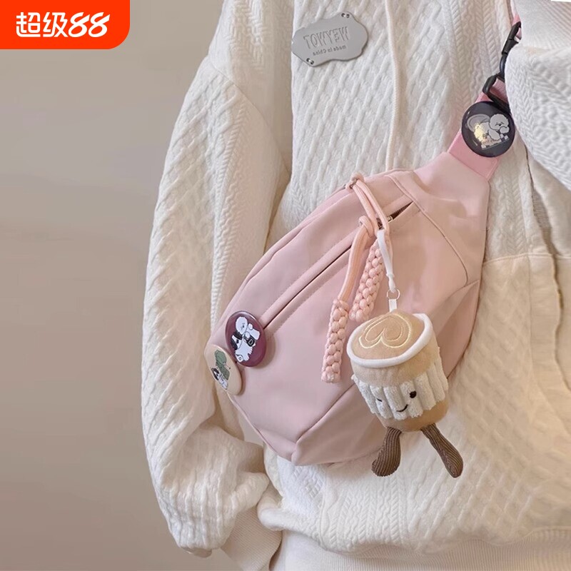 帆布休闲包包女2026新款斜挎包夏天运动胸包小众百搭ins日系腰包图片