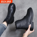真皮短靴女马丁靴春秋软底全牛皮单靴软皮女士皮鞋加绒冬靴子中跟
