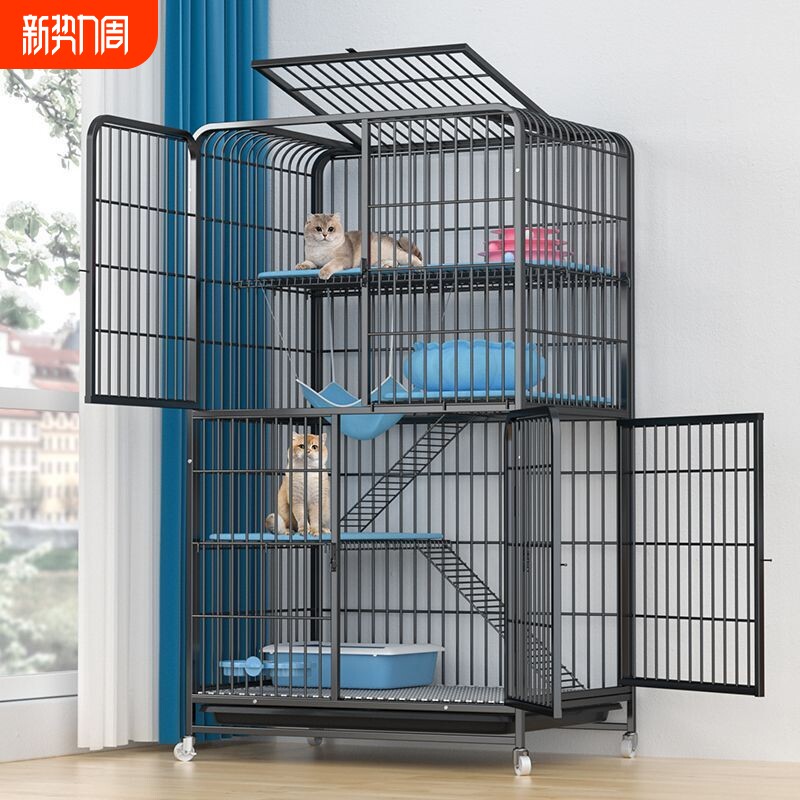 猫笼子家用室内超大自由空间带厕所一体双层猫别墅猫窝猫舍猫咪笼