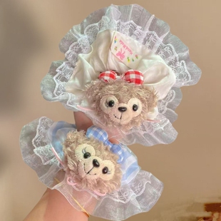 超可爱达菲熊蕾丝花边发圈~真的太甜了2026少女搭配蓝色