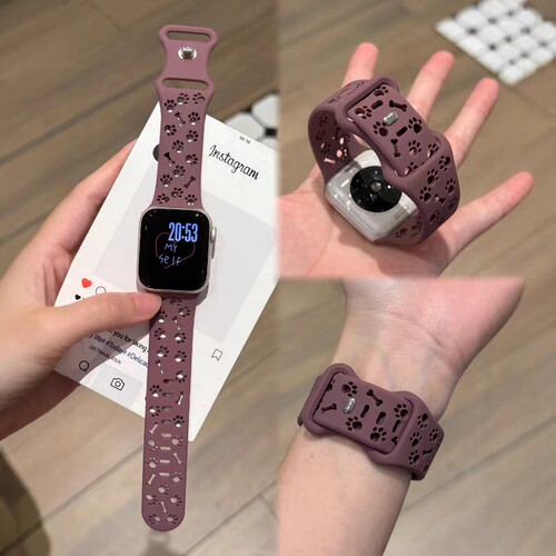 可爱风狗爪骨头液态硅胶运动表带 适用苹果手表S10iWatch9舒适s11