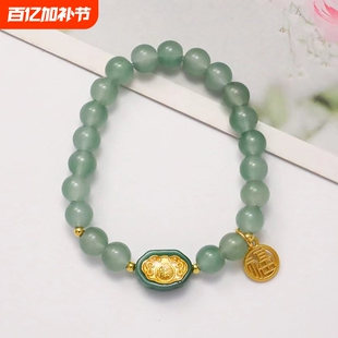 手链手天然和田玉饰转运珠礼物设计女小众7/8mm弥勒佛手串桶珠吊
