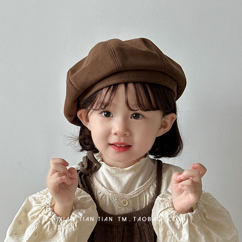 儿童贝雷帽帽子冬季新款复古时尚婴儿男童女童宝宝秋冬洋气画家帽