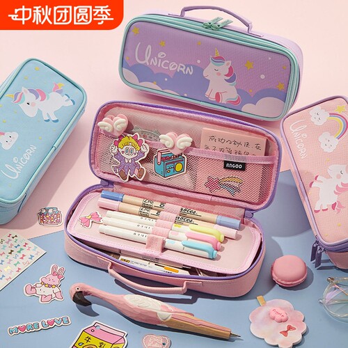 安蔻 Angoo 双层可爱笔袋 小马宝莉图案 一年级儿童专用多功能文