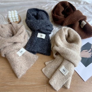 高品质秋冬保暖韩国egg羊毛夹花围巾女软糯毛线针织加厚围脖学生