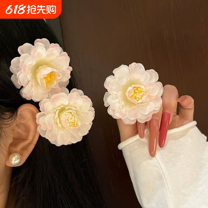 !樱花发夹!仿真花朵侧边发卡氛围感拍照头饰盘发器旅游婚礼短发