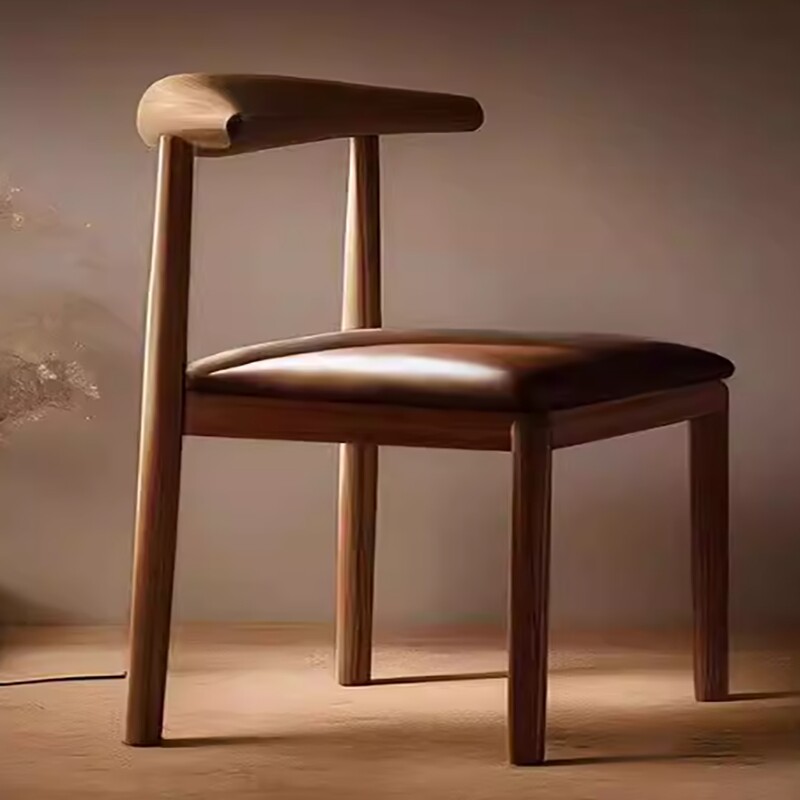 餐椅家用餐桌椅北欧餐厅靠背凳子现代出租房用仿实木铁艺牛角椅子