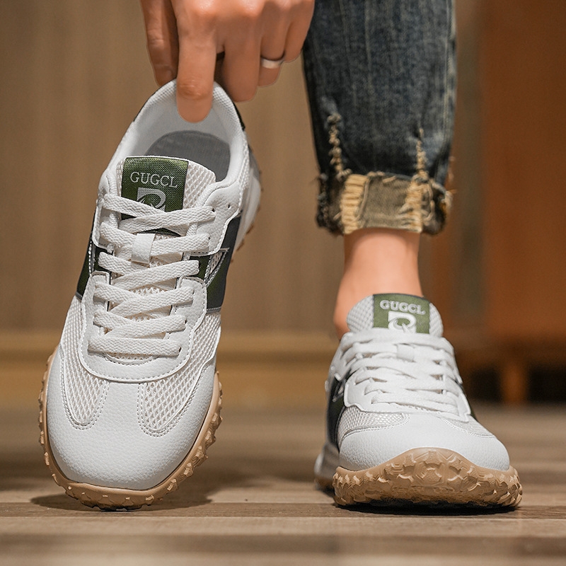 男鞋春秋季新款网面透气学生运动小白板鞋防滑耐磨工作百搭潮鞋