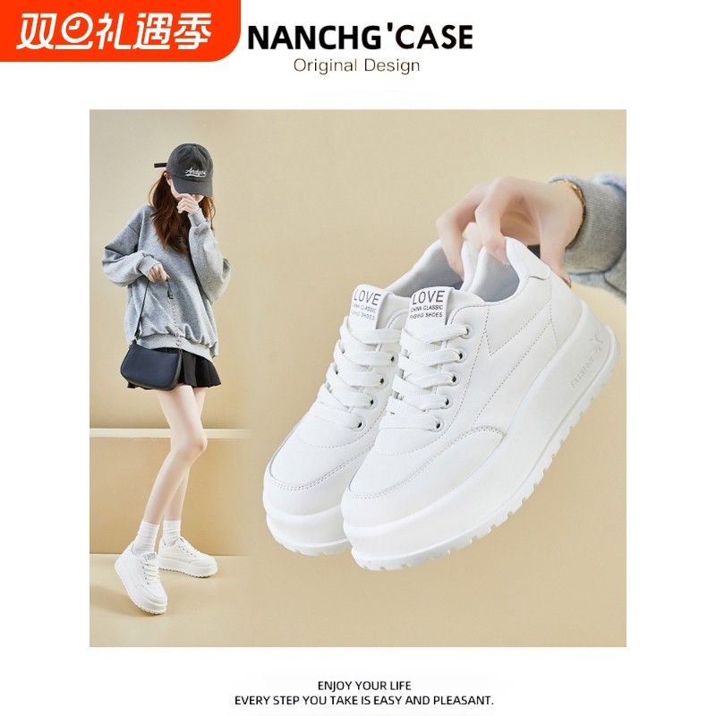 啄木鸟厚底小白鞋子女2025年秋季新款爆款百搭增高轻便软底休闲运