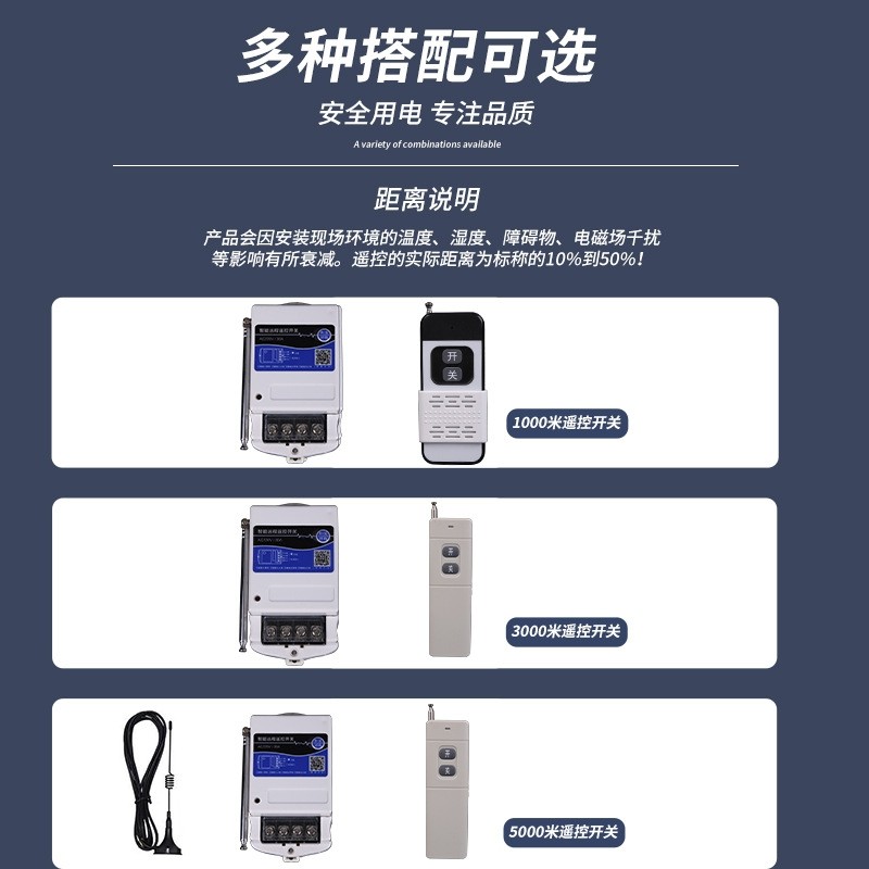 智能远程遥控开关YK-1B大功率遥控器电源220V/380V水泵