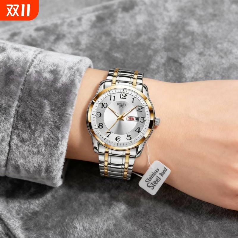 镂空男士手表男正品名牌全自动非机械表钢带男款商务防水石英腕表