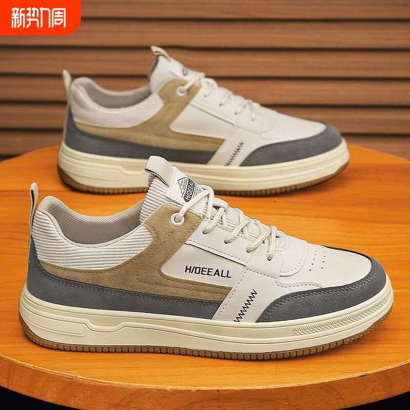 夏季2025新款男鞋低帮板鞋子男韩版潮流百搭厚底耐磨运动休闲潮鞋