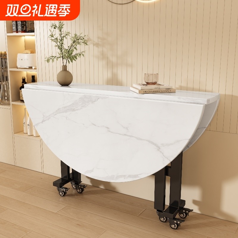 折叠餐桌家用圆桌小户型饭桌移动出租房可折叠带转盘多功能桌面