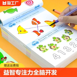 全脑思维逻辑训练306题2-3-6岁益智儿童书籍专注力迷宫左右脑智力开发连线数字书幼小衔接教材全套启蒙认知早教宝宝书本幼儿园绘本