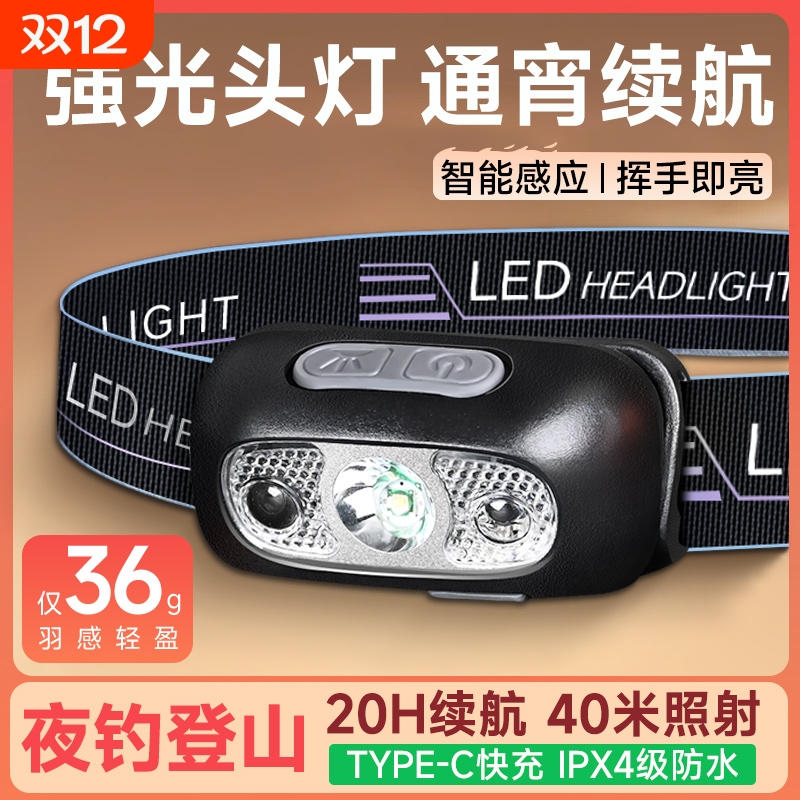 充电超亮感应头灯|超1000次加购