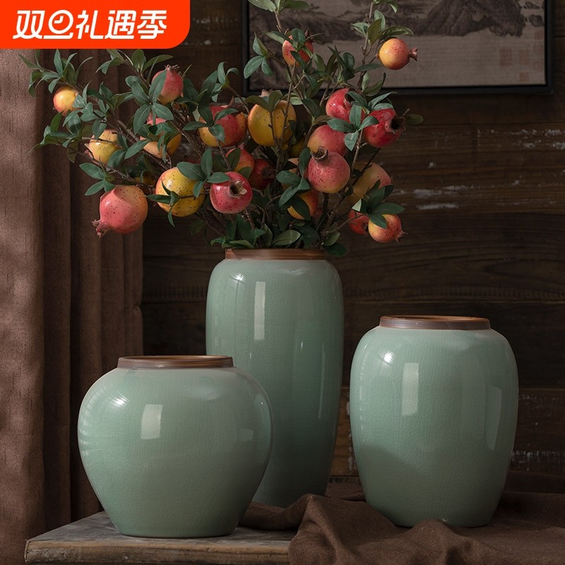 景德镇新中式陶瓷花瓶古典青瓷摆件客厅水培插花花器家居客厅摆件