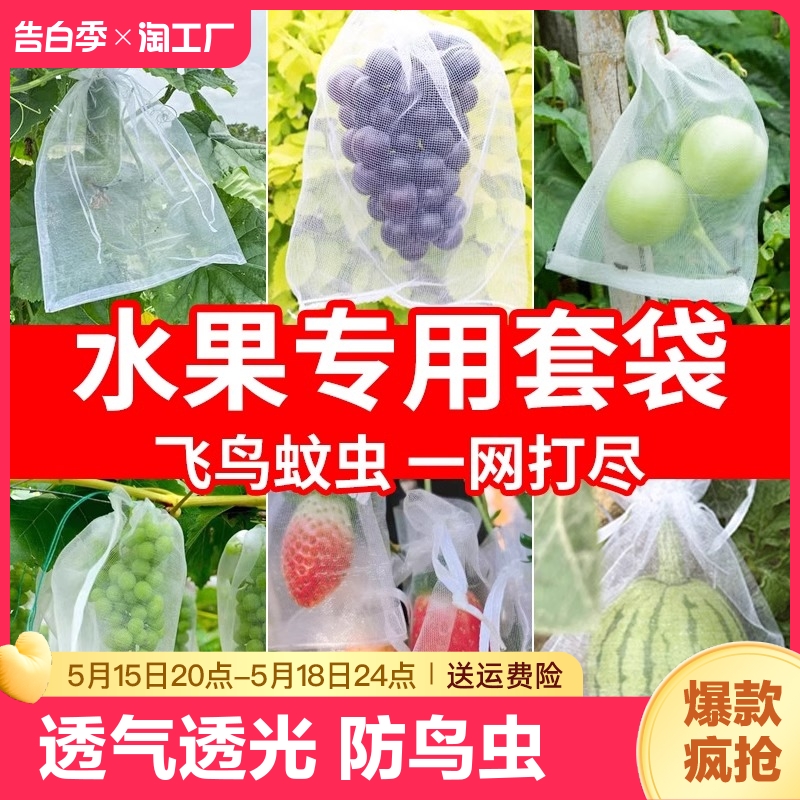 果树防虫网袋防鸟纱网袋保护葡萄袋无花果番石榴草莓套袋桃子套袋