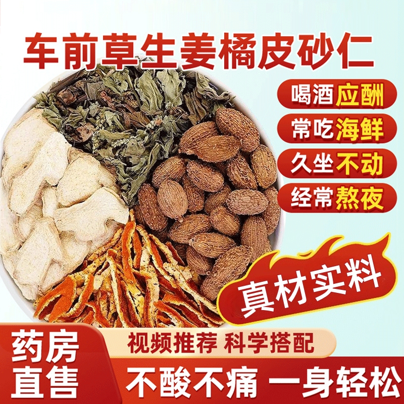 车前草生姜橘皮炒砂仁组合茶包酸尿高风痛专用茶泡水喝中药材降 - 封面