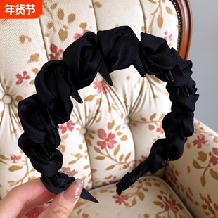 简约高级感云朵泡泡带齿发箍女高颅顶显脸小头箍纯色百搭洗脸发卡