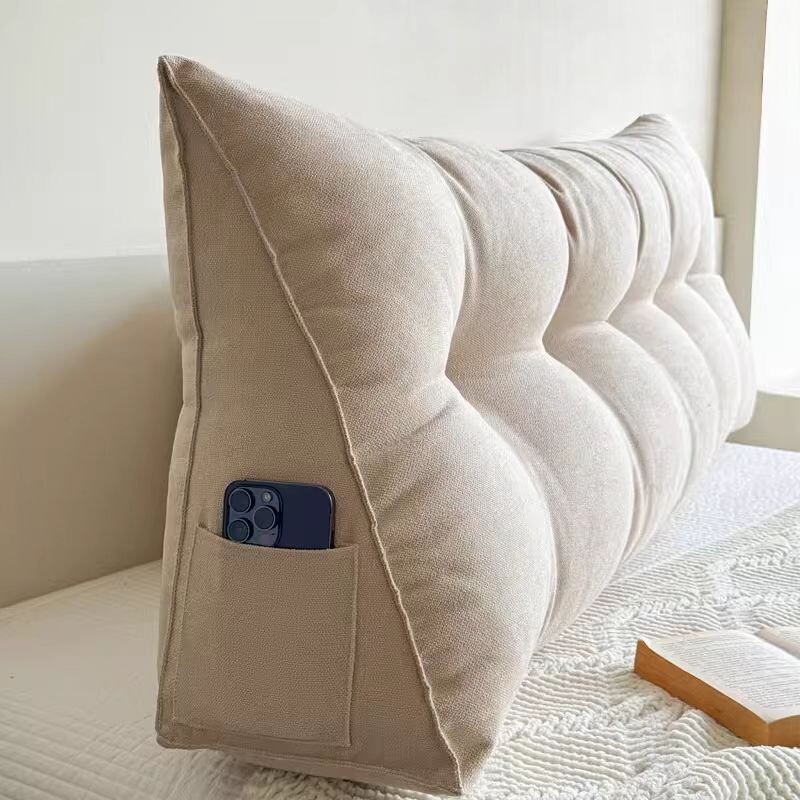 日式极简榻榻米软包ins北欧床头靠垫一体式纯色靠背床上大长靠枕