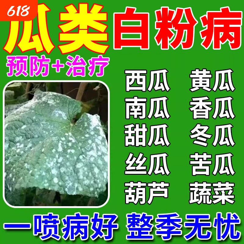 瓜类白粉病专用药西瓜青黄瓜甜瓜南瓜冬瓜香瓜果蔬菜叶白斑杀菌剂