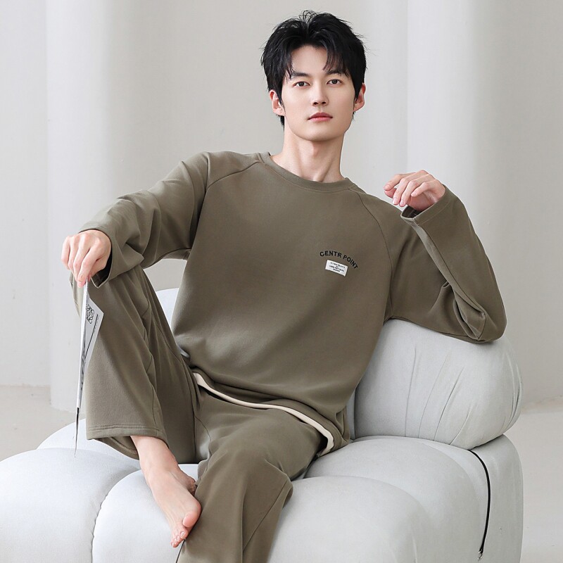 秋冬睡衣男款德绒加绒羊绒蚕丝可外穿大码男士春天开衫家居服套装图片