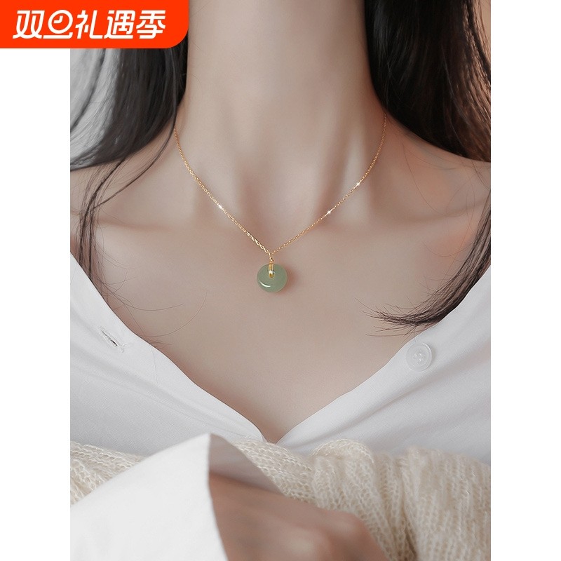 爆版925银项链女和田玉平安扣吊坠项饰女源头厂货银饰小批量批发