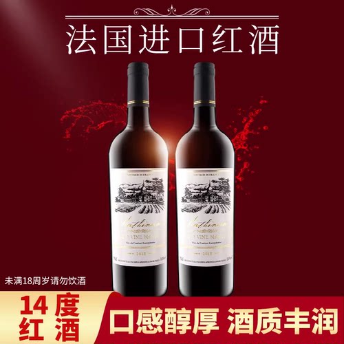 法国原装进口干红买一瓶送一瓶葡萄酒750ml赤霞珠14度节日送礼