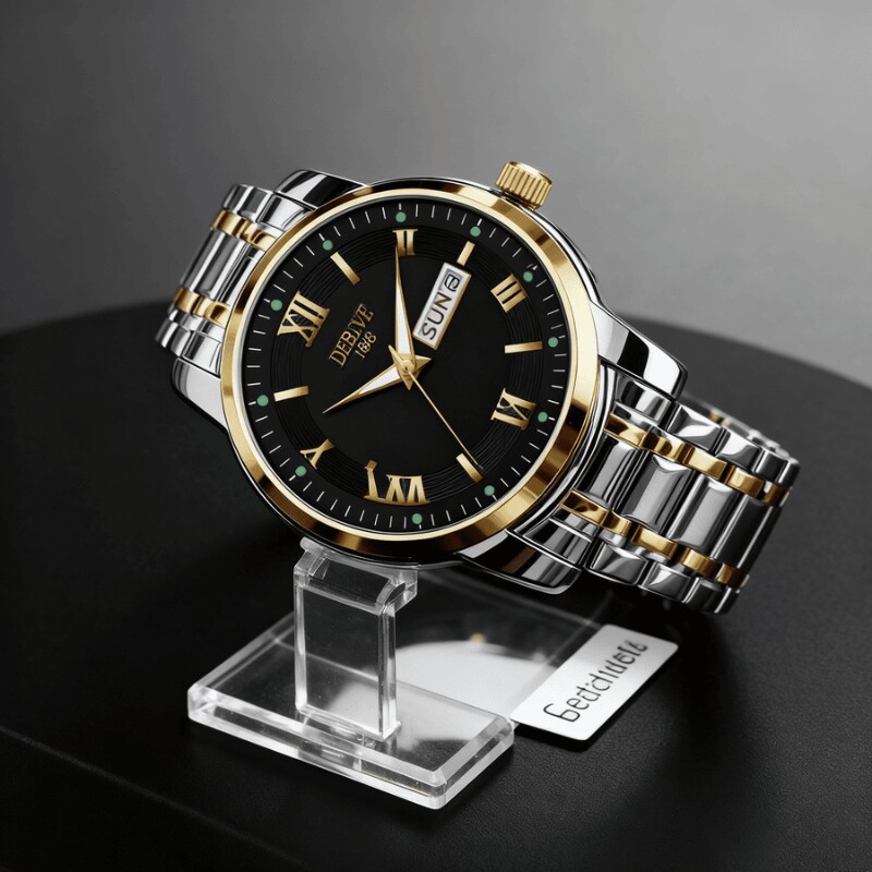 手表男款防水高级感全自动男表数字双日历防水腕表男机械风全自动