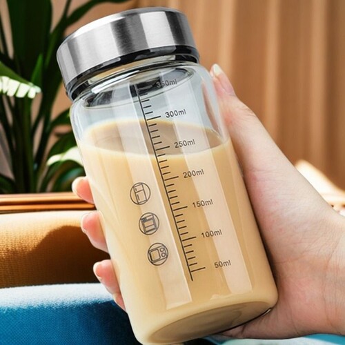 带刻度玻璃杯咖啡豆浆杯中药杯女士专用水杯便携高硼硅耐高温保温