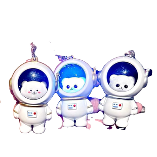 iloveyou发声发光玩偶星空宇航员钥匙扣可爱太空人小熊书包挂件