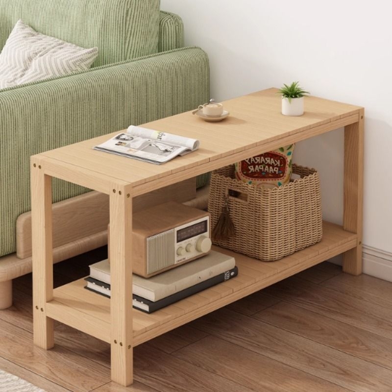 实木置物架落地木质客厅沙发边几打印机木架子书架柜子桌面收纳架