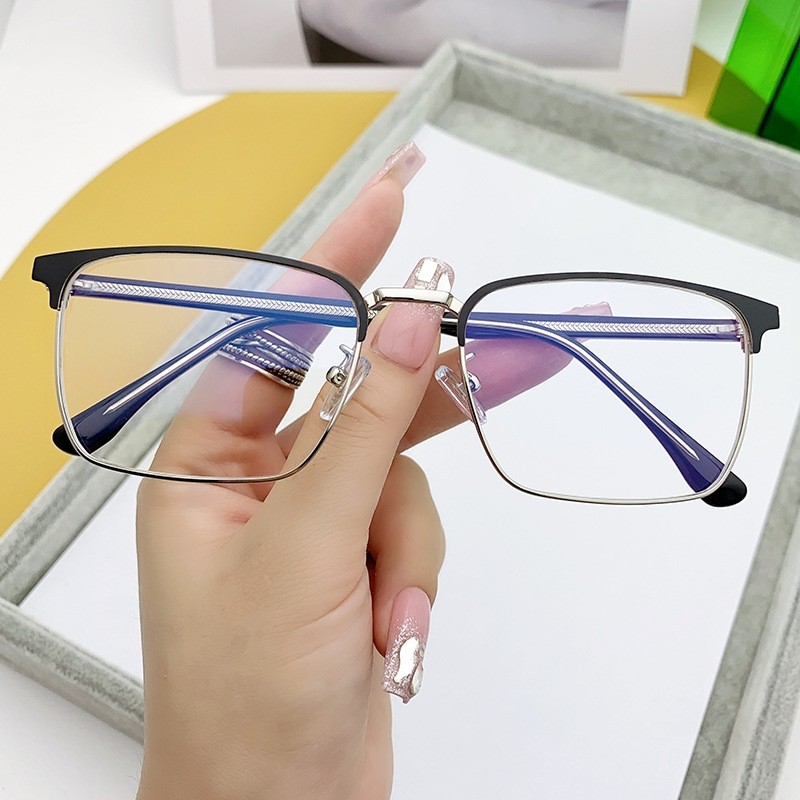 板材脚钢皮框架眼镜 全框近视插芯脚现货架防蓝光护目镜