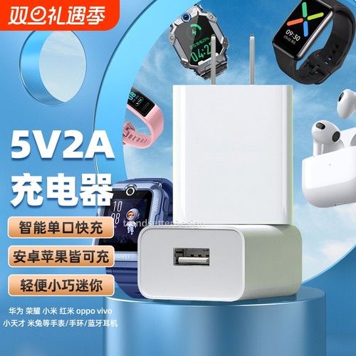5V2A充电器插头充电线适用小米/华为/荣耀/小天才/米兔/好记星/爱百分/360/oppo/苹果/三星手表手环充电插头