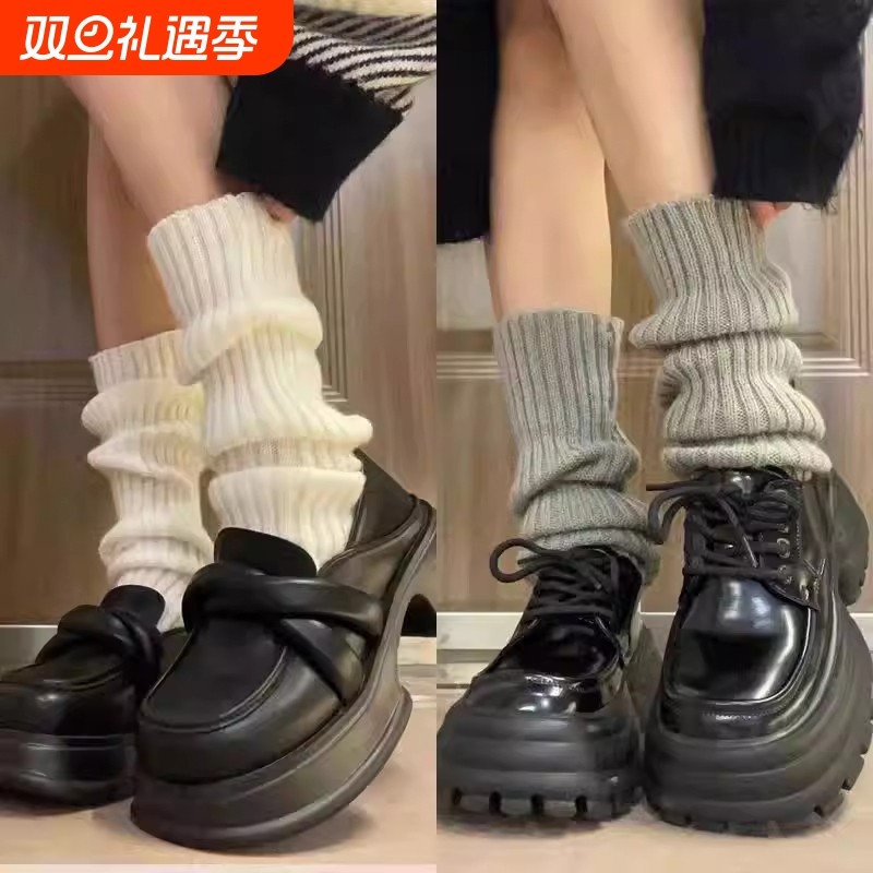 灰色袜子女秋冬款纯色显腿细堆堆袜辣妹百搭简约腿套加厚保暖女袜