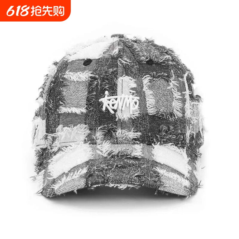 肯默毛边帽子格子格纹时尚棒球帽保暖显脸鸭舌帽百搭复古冬天防寒