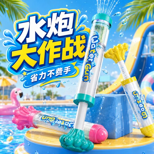 2026新款儿童烟花水枪大容量抽拉式水炮玩具枪泼水节打水仗转装备