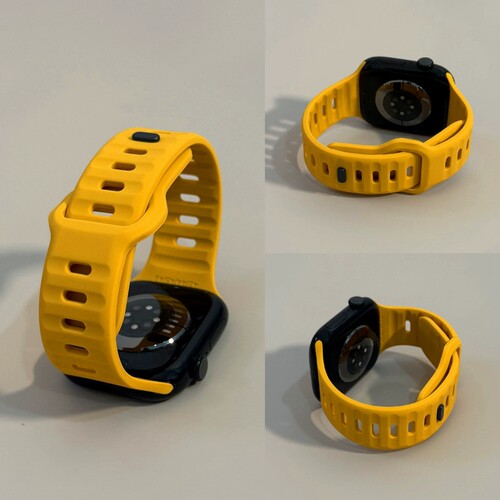 夏天新款运动硅胶iwatchs11表带适用苹果手表applewatch透气柔软ultra男款9小众s10女款s8潮黄色ultra123