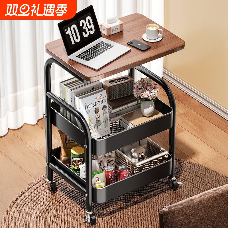 可移动小推车收纳置物架床头柜客厅沙发边几茶几零食收纳架子床边